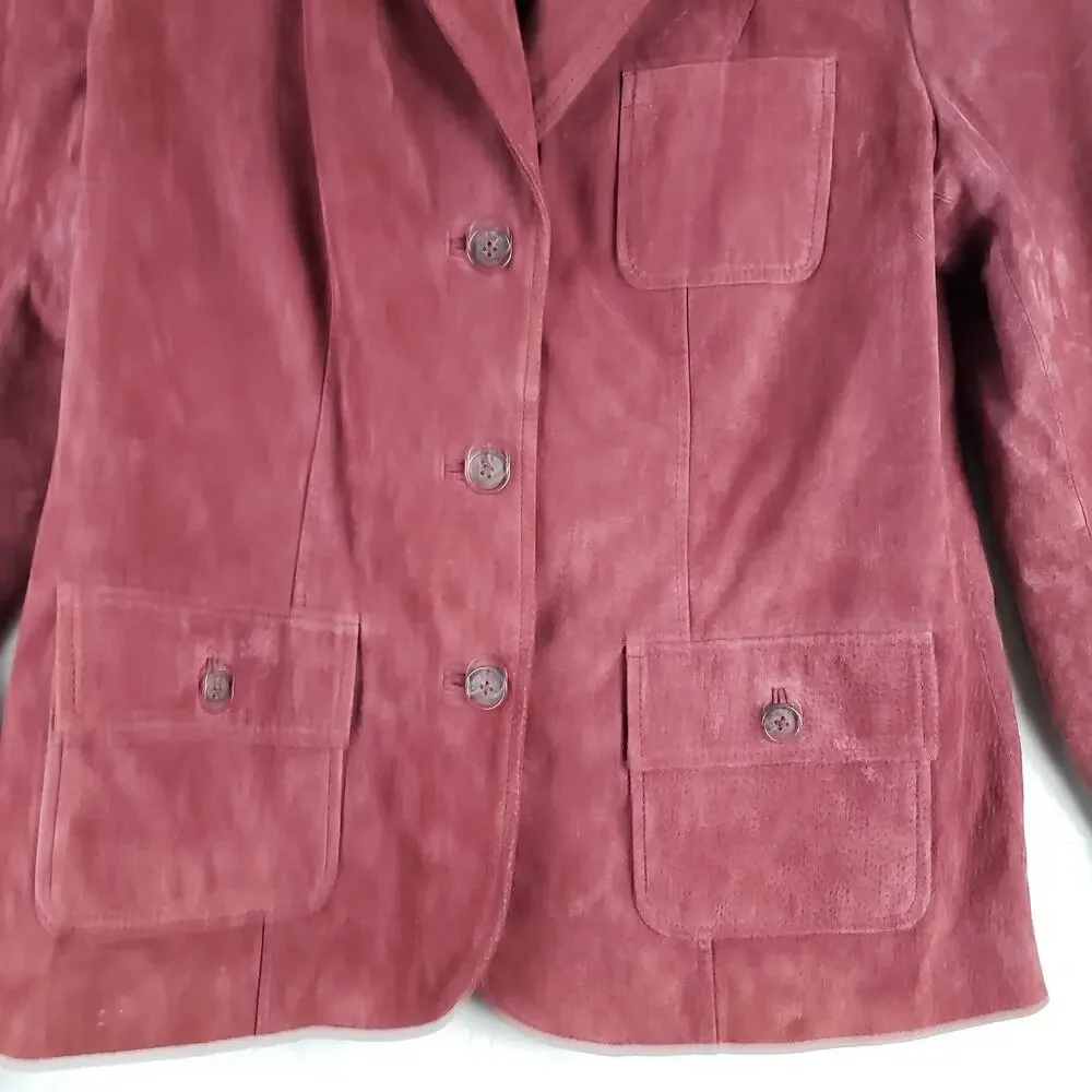 Style & Co Women's 14 Suede Leather Jacket Rusty Red Distressed‎ Western Boho - Picture 2 of 8